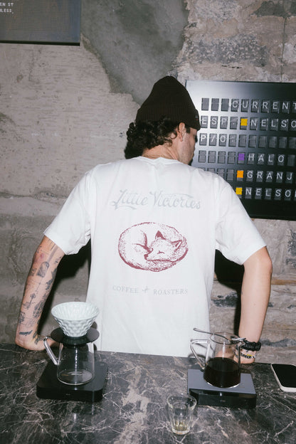 LVC Boxy Sleeping Fox T-Shirt - White